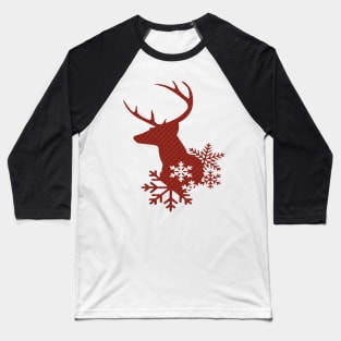 Red Plaid Christmas Deer Baseball T-Shirt